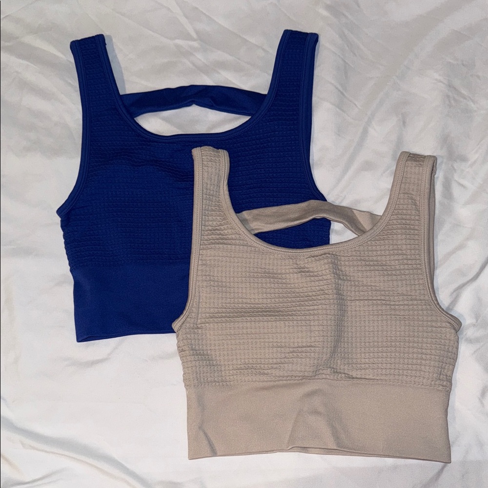 Yogalicious Blue and Cream Sports Bras Size S